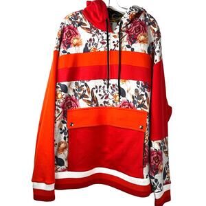 Banana Republic x Prep Curry Unisex Floral Hooded Sweatshirt Colorblock Size XL